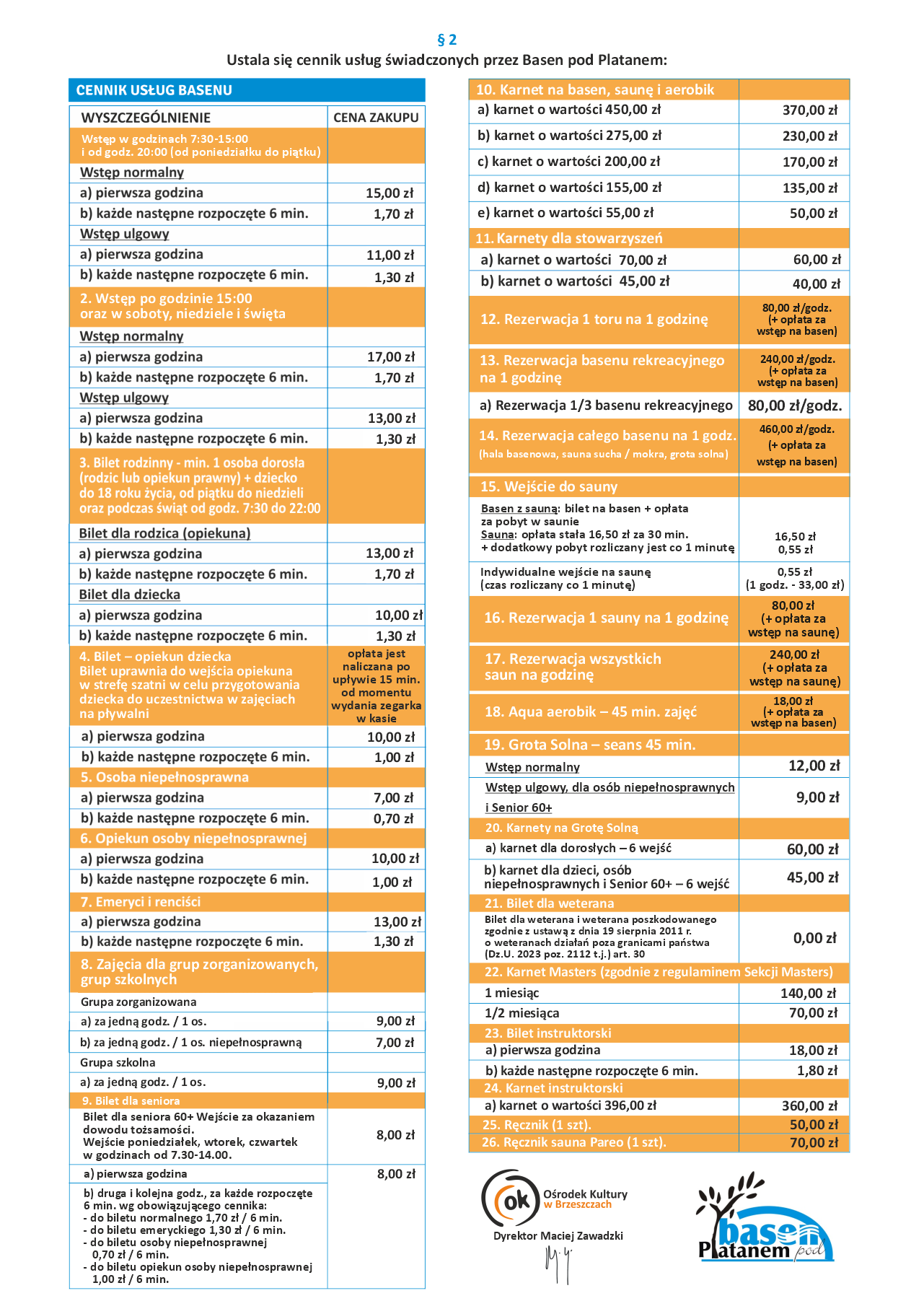 Cennik forma graficzna