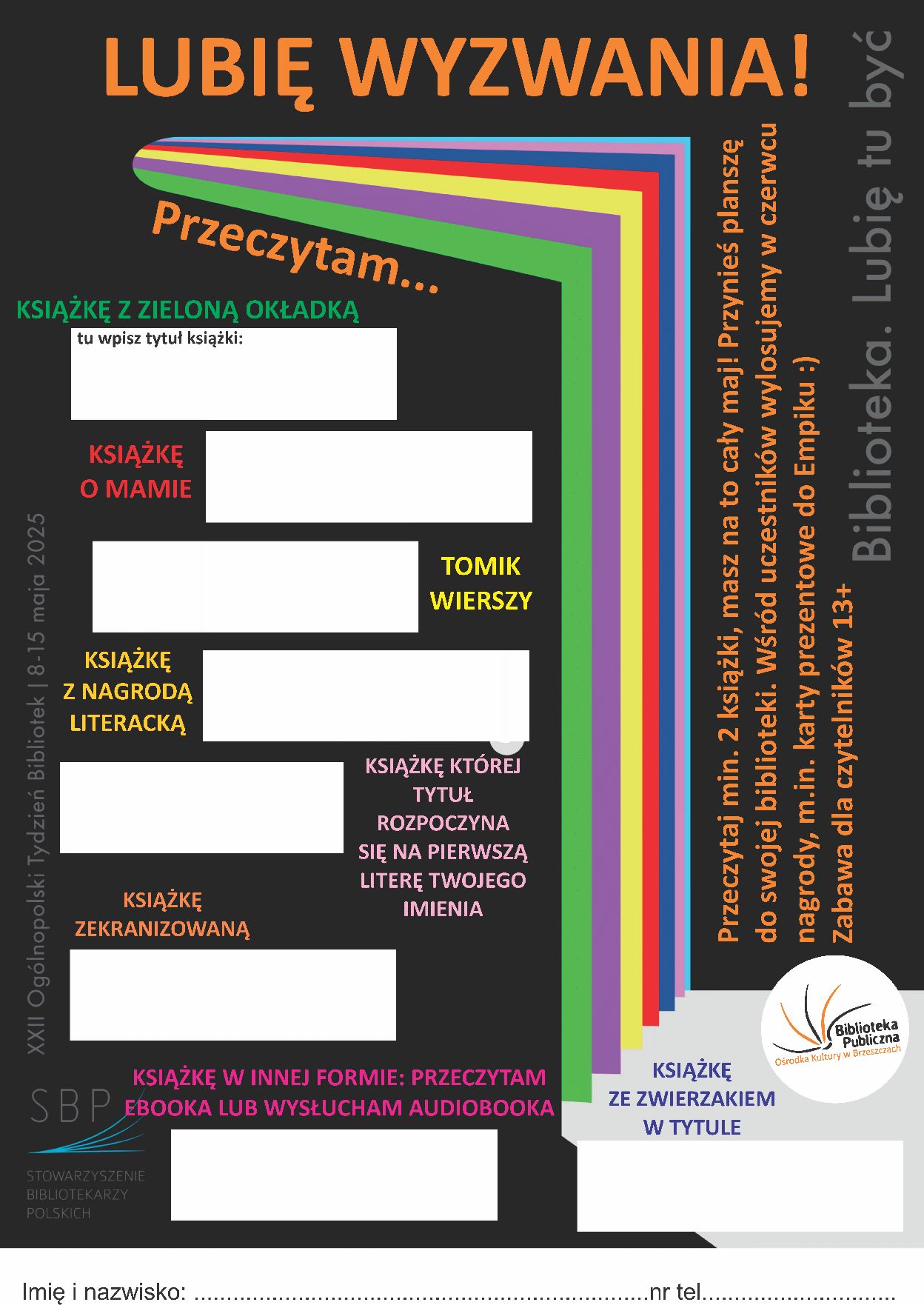 plansza z tytułami książek do majowego wyzwania