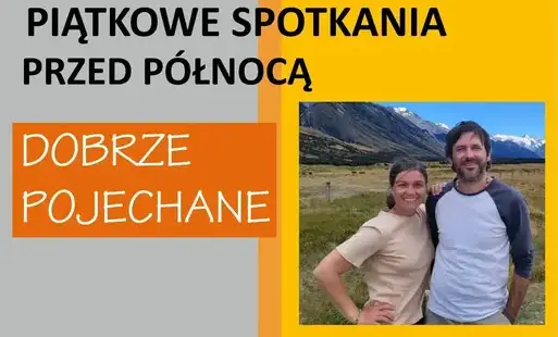 informacje dotyczące spotkania: opis projektu "dobrze pojechane", data, adres, godzina spotkania, zdjęcie małżeństwa i ich książek